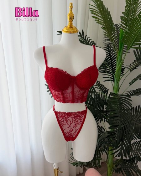 طقم داخلي دبل بوش باللون الأحمر توب❤️♥️🫰